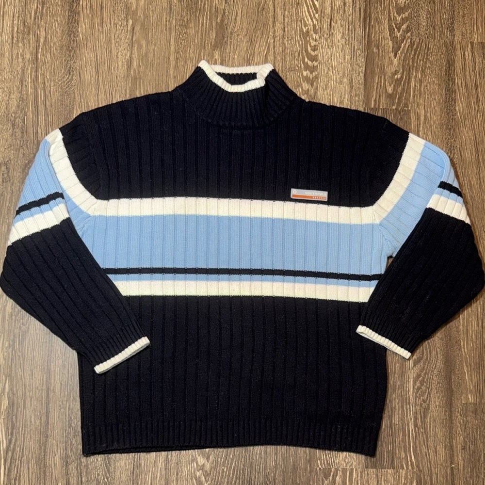 SOLD on eBay!! Southpole Y2K Striped dk Blue/lt blue Logo Skate Sweater Size:XXL